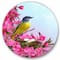 Designart - Little Yellow Bird Near The Nest with Flowers - Traditional Metal Circle Wall Art